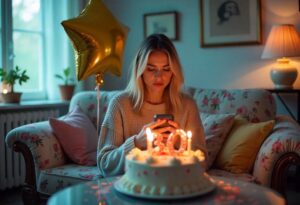 chica celebrando su cumpleaños crisis de los 30 triste